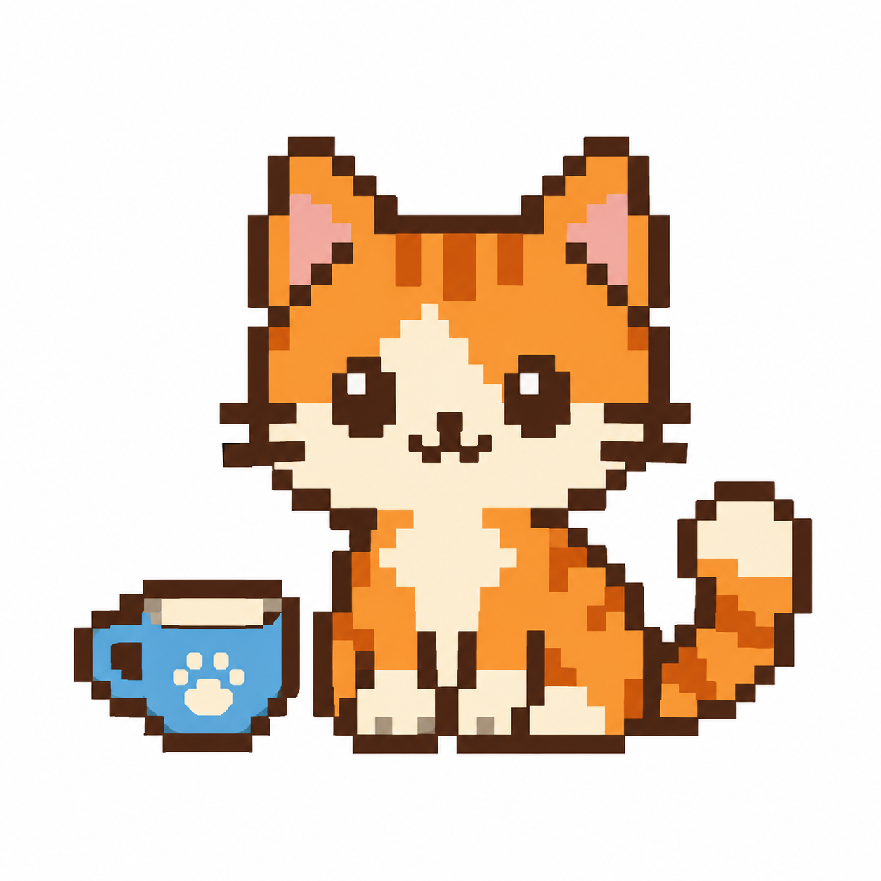 AI 绘制的橘猫像素画